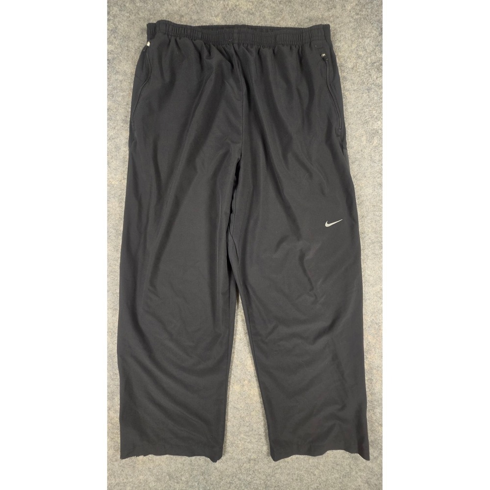 Nike Dri-FIT Mens Track Pants Black Medium Ankle Zip Pockets Athletic Running
